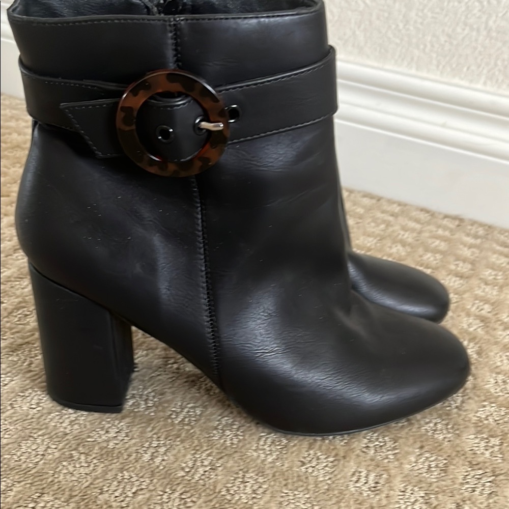 Black Ankle Boots with Tortoise Buckle